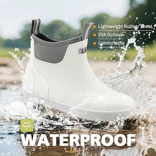CKWLXQY Women's Deck Boots, Waterproof Ankle Rain Boots with Anti-Slip Traction, Rubber Garden & Fishing Boots for Boating, Camping, Farming & Outdoor Work thumbnail 4