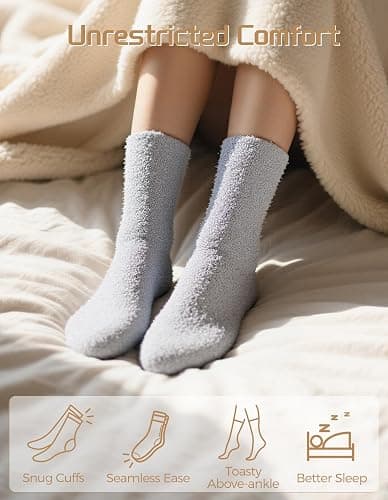 TEHOOK Warm & Cozy Gifts for Women, Stocking Stuufers, Fluffy Fuzzy Plush Sleeping Slipper Socks - Soft Warm Fabric thumbnail 4