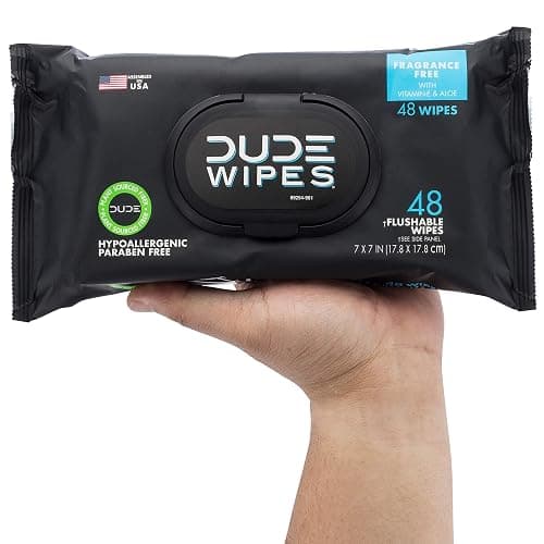 DUDE Wipes - Flushable Wipes - 6 Pack, 288 Wipes - Unscented Extra-Large Adult Wet Wipes - Vitamin-E & Aloe - Septic and Sewer Safe thumbnail 7