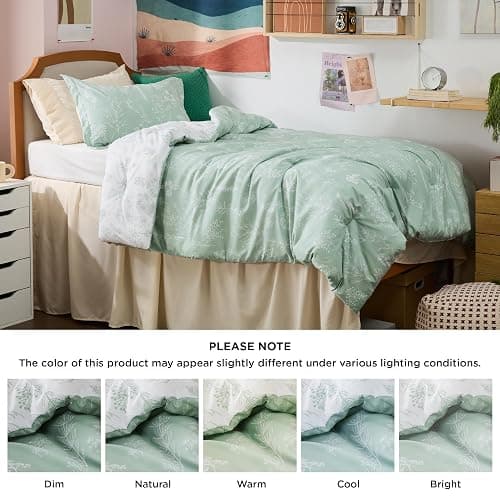 Bedsure Twin/Twin XL Comforter Set - Sage Green Bed Set, 2 Pieces Cute Floral Bedding, 1 Soft Reversible Botanical Flowers Comforter and 1 Pillow Sham thumbnail 8