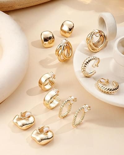 Gold clip on earrings  thumbnail 5