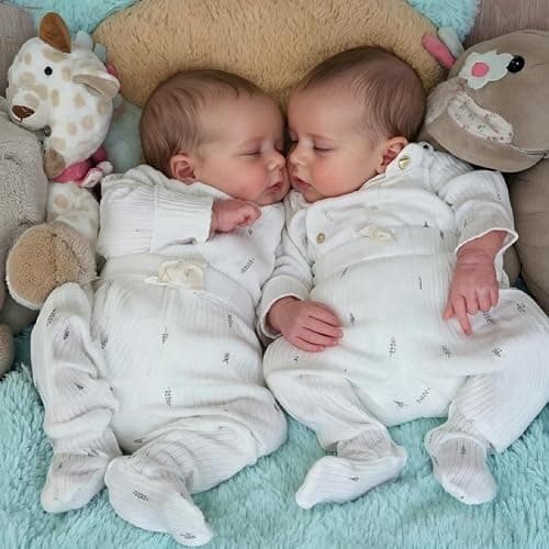 RXDOLL Reborn Baby Dolls Silicone Full Body Vinyl Twins Boys 18 inch Waterproof Lifelike Twin Baby Dolls that Look Real Life Full Silicone Reborn Dolls Twins Boys Xmas Gifts thumbnail 6
