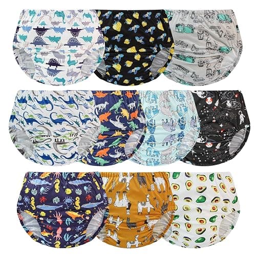 EZ Moms 10 Pack Boys Diaper Covers Plastic Training Pants for Toddlers Reusable Plastic Underwear Covers for Potty Training Breathable Rubber Pants for Babies Soft Waterproof Diaper Cover for Boys 3T - Image 1