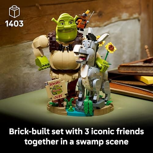 LEGO Shrek: Shrek, Donkey & Puss in Boots 72423 | Collectible Building Set for Adults, Ages 18+, Movie Display for Bedroom or Book Shelf, 1,403 pieces, Gift for Men & Women thumbnail 3