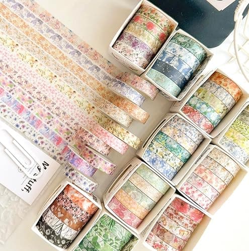 YUBX Flowers Washi Tape Set 60 Rolls Floral Patterns Decorative Skinny Blooms Masking Tapes for Arts, DIY Crafts, Journals, Planners, Scrapbook, Wrapping (Spring) thumbnail 3