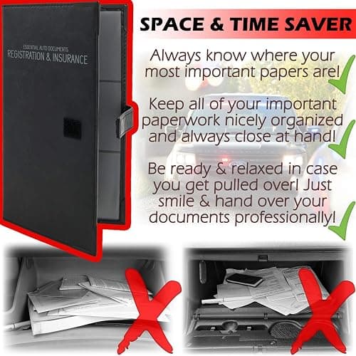 PlusXpres Registration and Insurance Card Holder - Car Organizer - Black | Vehicle Glove Box Document Organizer, Auto Essential Paperwork Holder for Contact Information Cards, Interior Car Accessories thumbnail 6