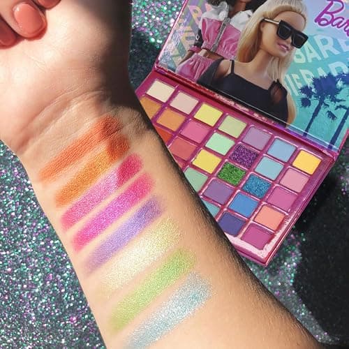 Barbie 35-Well Shadow Palette, Shimmery and Opaque Colors, Pigmented Blendable, 8 Application Brushes Ages 8+, Perfect for Parties, Sleepovers & Makeovers, By Townley Girl thumbnail 6