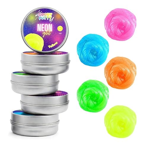 Goody Putty Neon Glitter Fidgety Putty Toy for Kids (1 Set (5 Tins)) thumbnail 5