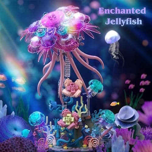 youeefy Enchanted Jellyfish Building Kit with Halloween & Christmas Festive Vibes, 526 Pcs Underwater Creature Building Blocks Set (presale) thumbnail 3