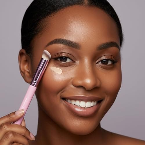 LAMORA Concealer Makeup Brush Under Eye - Angled Flat Top Kabuki Nose Contour Brush - Ideal for Concealing Blending Setting Buffing with Powder Liquid Cream Cosmetic - Small Makeup Foundation Brush thumbnail 7