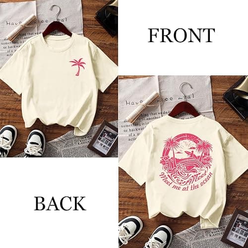 Girls Cute Graphic Tees Kids Hawaiian Beach Shirts Meet Me at The Ocean Shirts Toddler Oversized Tshirt Summer Tops thumbnail 7
