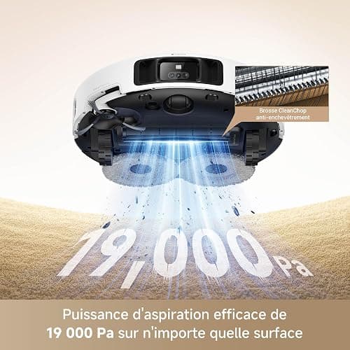 MOVA P50 Pro Ultra Robot aspirateur avec lingette adaptative, puissance d'aspiration de 19 000 Pa avec brosse anti-enchevêtrement, nettoyage automatique de la lingette et de la plaque de lavage à 75°C thumbnail 3