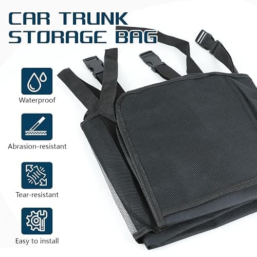 wuyaoyao Car Trunk Organizer, Large Capacity Hanging Trunk Storage Organizer with Pockets & Adjustable Straps, Oxford Fabric Vehicle Backseat Storage Bag, Universal Car Accessories (Mesh Pocket) thumbnail 6