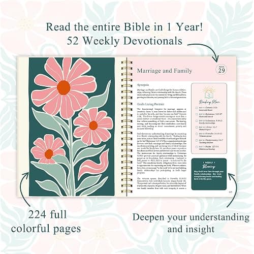 The Bible in a Year: A 52-Week Study Bible Study Guide, Spiral Bible Journal with Thick Paper & Hard Cover for Women | Ideal for Daily Devotions, Group Study, Home/Church thumbnail 5