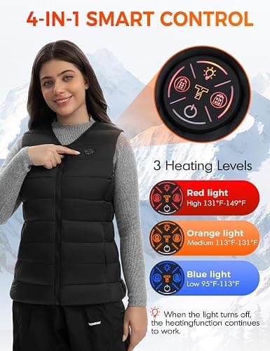 TODWARM Women Heated Vest with Battery Pack, Electric Heating V-Neck Liner Coat 15 Warming Zones 7.4V for Outdoor Hiking thumbnail 3