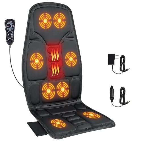 SLOTHMORE Back Massage Chair Pad, Back Massager with Heat for Pain Relief, Chair Massager for Full Body Massage, Deep Tissue Vibration Massger with 2 Adapters, Chair Massager for Office and Recliner - Image 1