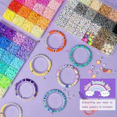 Redtwo 10000 Pcs Clay Beads Bracelet Making Kit | 3 Boxes 60 Colors Beads Set for Friendship Jewelry Making Kit with Charms, Crafts Gifts for Girls Ages 6-12 Kids thumbnail 2