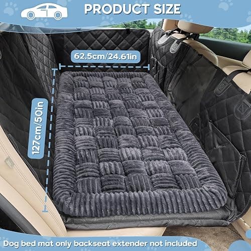 Dog Car Bed Mat, Non-Slip Backseat Extender Pet Blanket, Plaid Dog Bed for SUVs, Sedans & Trucks, Chew-Resistant Travel Pad for Dogs, Easy Clean & Scratch-Proof & Comfort (50"×24.6") Gray thumbnail 7