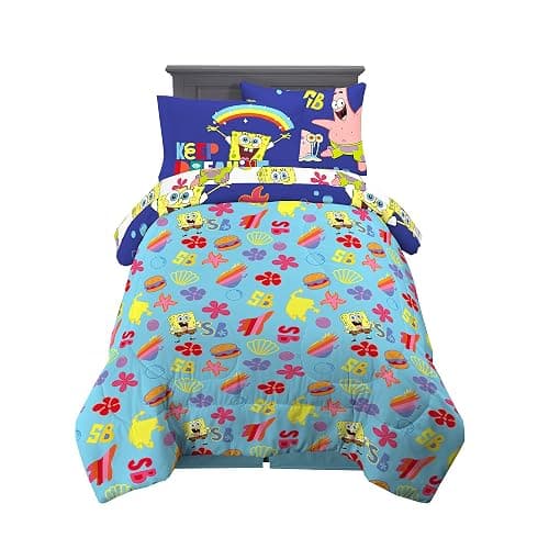 Franco Kids Bedding Super Soft Comforter and Sheet Set with Sham, 5 Piece Twin Size, Spongebob Squarepants thumbnail 3