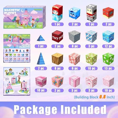 100PCS Magnetic Blocks, Magnetic Building Blocks, STEM Constructions Magnet Blocks for Boys Girls Age 3 4 5 6 7 8 9 10, Sensory Stacking Toy Christmas Birthday Gifts for Kids thumbnail 2
