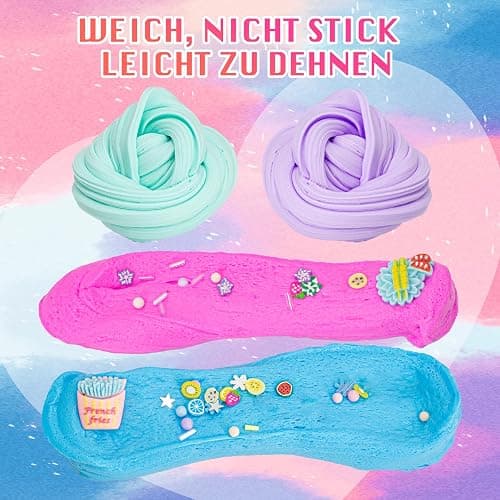 Schleim Kinder, 15 Pack Slime Set, Mädchen Geschenke 8 Jahren, DIY Butter Slime, Glitter, Charms, Fruit Slices Basteln Mädchen, Kleinkinder im Alter von 6-12 Jahren, Kleine Geschenke für Kinder thumbnail 5