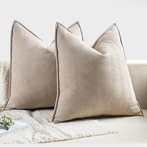 MIULEE 2er Kissenbezug 50x50 Beige Chenille Kissenhülle zierkissen | Weiche Kissenbezüge Sofakissen dekokissen zierkissen Elegantes Design für Couch Sofa Wohnzimmer thumbnail 6