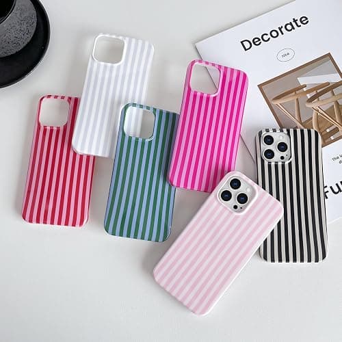 Yeddabox for iPhone 13 Pro Max Case Cute Striped Phone Case Soft TPU Slim Shockproof Phone Cover for Women Girls, Pink thumbnail 7