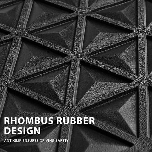 CAR PASS Bling Diamond Car Mats Rubber Floor Mats Full Set Anti-Slip 3D Rhombus Waterproof Trim to Fit Liner Universal Glitter Crystal Sparkly Shining Rhinestone Girl Women SUV Sedan Van, Black Red thumbnail 9