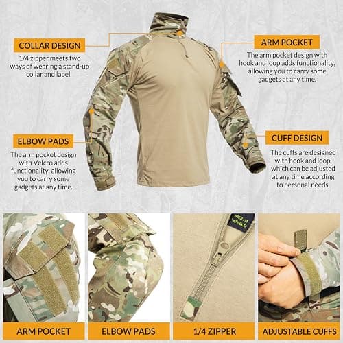 VOTAGOO GEAR G3 Combat Uniform Set for Men Tactical Camouflage Clothing Hunting Paintball Suit with Knee & Elbow Pads thumbnail 3