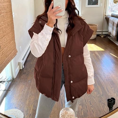 Ainangua Women's Puffer Vest Stand Collar Zipper Sleeveless Jackets Winter Lightweight Vests Warm Padded Jacket Coat thumbnail 2