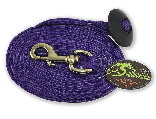 Southwestern Equine Lunge Line for Horses Cotton Horse Lunge Line with Bolt Snap & Rubber Stop (Purple, 24') thumbnail 4
