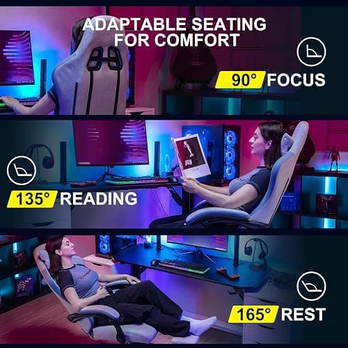 GTPLAYER Gaming Chair, Computer Office Chair with Pocket Spring Cushion, Linkage Armrests and Footrest, High Back Ergonomic Computer Chair with Lumbar Support Task Chair with Footrest thumbnail 4
