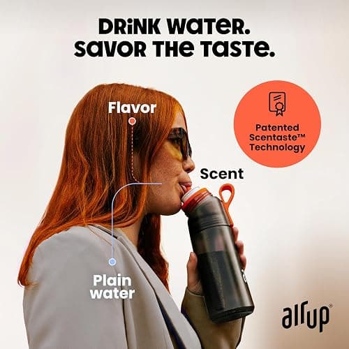 air up® water bottle (16oz) Steel Black + 5x pods Flavor Fiesta | Sugar free flavor pods & Water bottles with straw | Flavored water bottle thumbnail 2