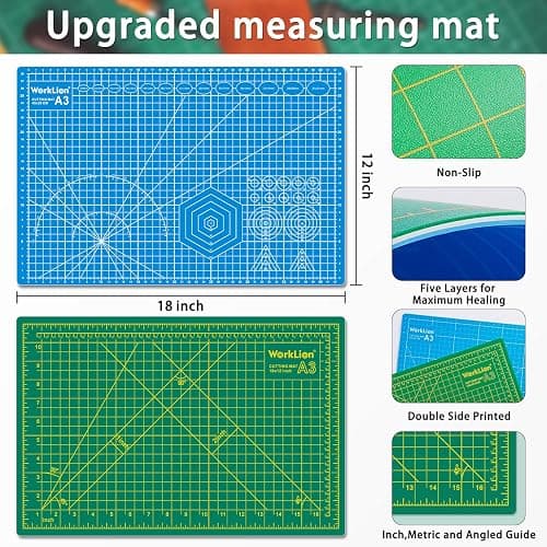 Worklion Self Healing Cutting Mat for Craft-Thickened 18inch x 12inch fabric sewing mat for quilting,rotary cutting, nonslip thumbnail 2