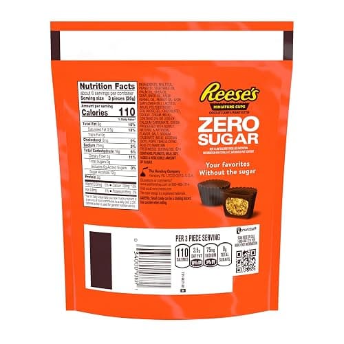 REESE'S Zero Sugar Miniatures Chocolate Peanut Butter Cups, Candy Bag, 5.1 oz thumbnail 2