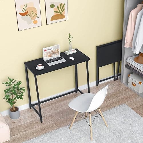 WOHOMO Folding Computer Desk, Small Writing Foldable Desk 31.5", Space-Saving Laptop Table, Easy Assemble Workstation for Home Office,Black thumbnail 2