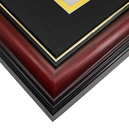 GraduationMall 11x22 Cherry Diploma Frame with Tassel Holder and Picture for 8.5x11 Certificate 5x7 Photo,Tempered Glass,Black over Gold Mat thumbnail 6