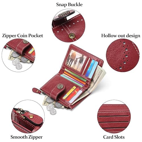 BVEOGMRO Small Wallet for Women Bifold Credit Card Holder RFID Blocking with Zipper Pocket thumbnail 4