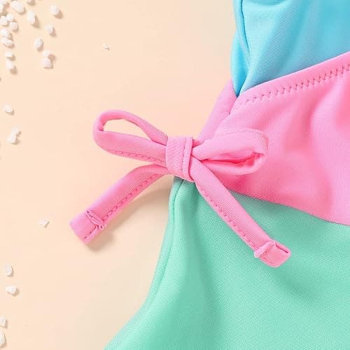 YOUNGER TREE Toddler Girl One Piece Swimsuit Color Block Stripe Swimwear Summer Beach Bathing Suit 12M-5T thumbnail 5