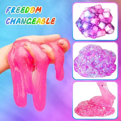 inksbui Confetti Slime Kit, Sparkling, Glimmer, Crunchy, Foam, Jelly Cubes Slime, Stress Relief Toys, Party Favors for Kids, for Girl Boys 6 7 8 9 10 11 12 thumbnail 5