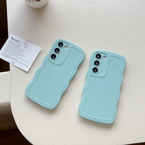 UEEBAI Wave Frame Silicon Case for Samsung Galaxy A15 4G/5G Phone Case, Cute Wave Frame Slim Fit Shockproof Phone Bumper Cover Soft Pretty Curly Girly Cover for Galaxy A15 4G/5G, Mint Green thumbnail 8