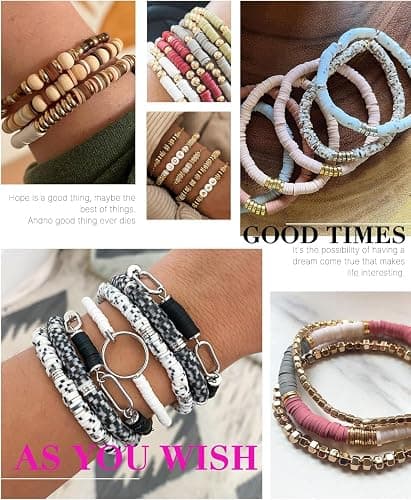 Sistenia 20,000 Pcs Clay Beads Bracelet Making Kit, 120 Colors 6 Boxes Polymer Beads Spacer Heishi Beads & Jewelry Kit with Pendant Charms Elastic Strings, Crafts Gift for Kids Adults thumbnail 7