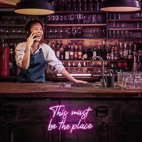 Kavaas This Must Be the Place Neon Signs 16.5" x 10.3", Pink LED Light Up Signs for Wall Decor | This Must Be The Place Sign for Bedroom, Bar, Cafe, Office, Man Cave thumbnail 6
