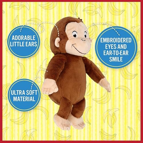 KIDS PREFERRED Curious George Monkey Stuffed Animal Plush Toys Soft Cutest Cuddle Plushie Gifts for Baby and Toddler Boys and Girls - 8 Inches thumbnail 4