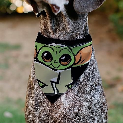 Star Wars Pet Bandana Star Wars Grogu Baby Yoda Smiling Impression Painting Black Slip On Collar Bandana Only thumbnail 4