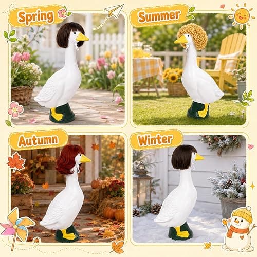 Zixumild 4Pcs Porch Goose Wigs Set Porch Goose Outfits Accessories for Outdoor Statue Accessories Garden Patio Yard Goosey Decoration (3PCS Wigs-A) thumbnail 3