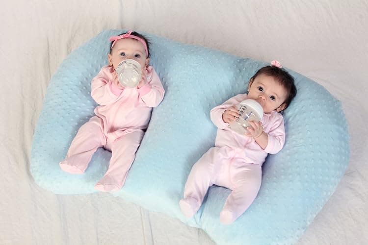 Twin Z Pillow Blue - Breastfeeding, Bottlefeeding, Tummy Time, Reflux, Support and Pregnancy! No Foam! The Ultimate Baby Essentials! The Best in Twins Baby Gear! thumbnail 6