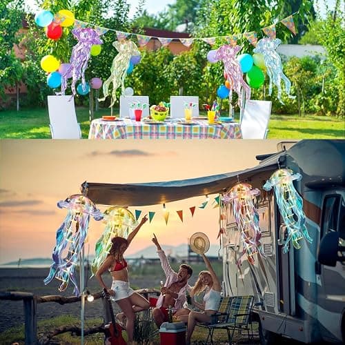 Jellyfish Decor, 4 Pcs Jellyfish Lanterns Lamp for Mermaid Theme Party, Hanging Colorful Jelly Fish Decoration Lights for Birthday Party Under The Sea Party Decoration for Women Girl Baby (4 Colors) thumbnail 8