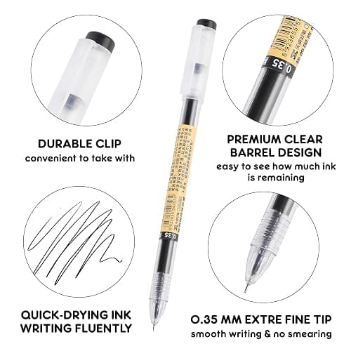 RIANCY Japanese Style Black Gel Ink Pens, 0.35mm Extra Fine Point, No Smudge Quick Drying, Japanese Ink Pen for Journal Planners, Thin Notebook Paper, Office School Supplies, 12 Pack, Writing Drawing thumbnail 4
