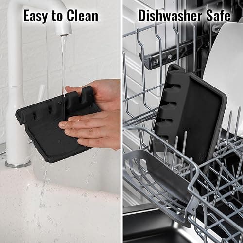Zulay Kitchen Silicone Utensil Rest with Drip Pad for Multiple Utensils - BPA-Free, Heat-Resistant Spoon Rest & Spoon Holder for Stove Top - Kitchen Utensil Holder for Ladles & Tongs - Black thumbnail 7